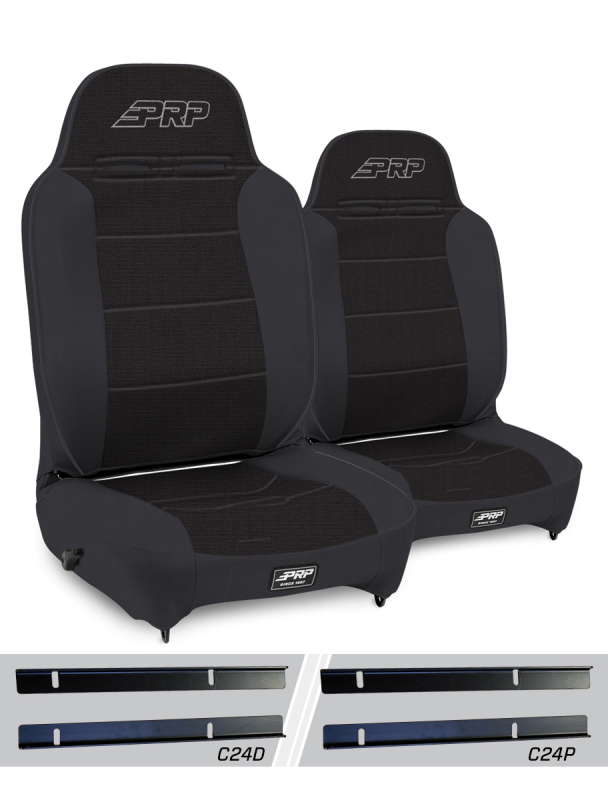 Jeep Wrangler TJ High Back Reclining Suspension Seats - PRP Seats - Enduro - Black - `03-`06